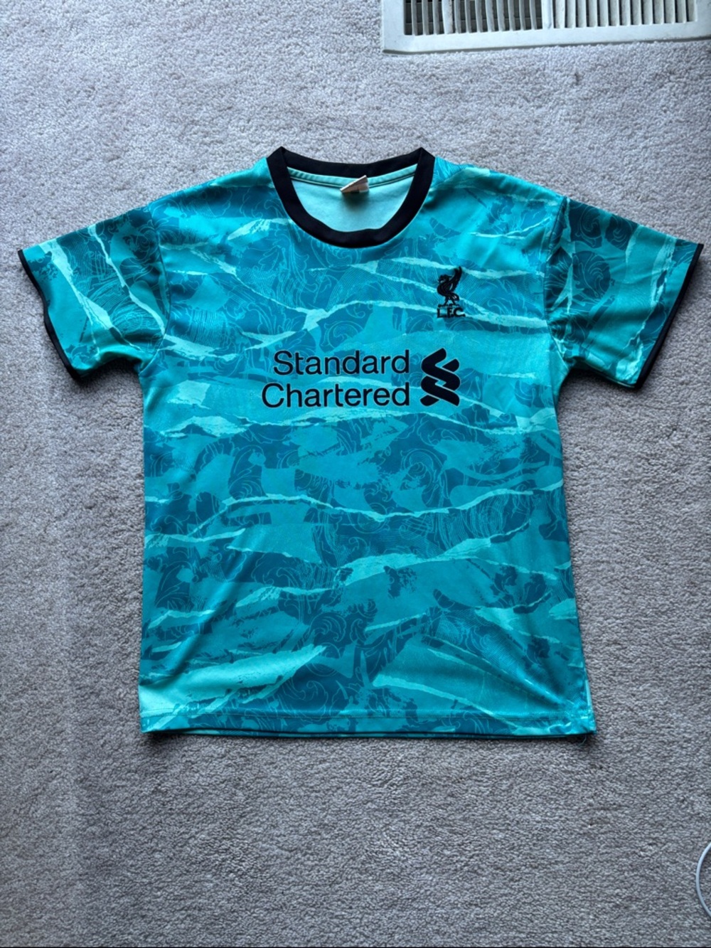 Liverpool Teal and Black Standard Chartered Soccer Jersey